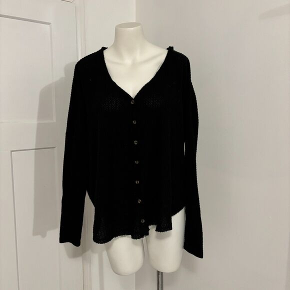 Out From Under Urban Outfitters Thermal Button Up Long Sleeve size Small Viscose - Picture 2 of 9